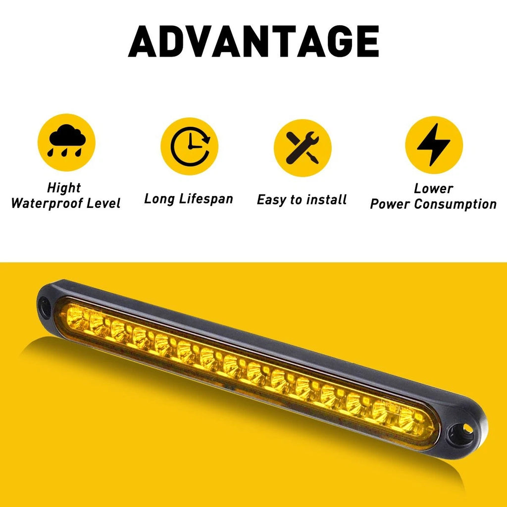 2X 10" LED Strip 3rd Brake Lights for Truck Trailer