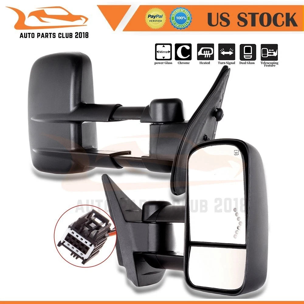 Set of 2 Power Heated Tow Mirrors with Signal for Silverado Sierra (2007–2013)