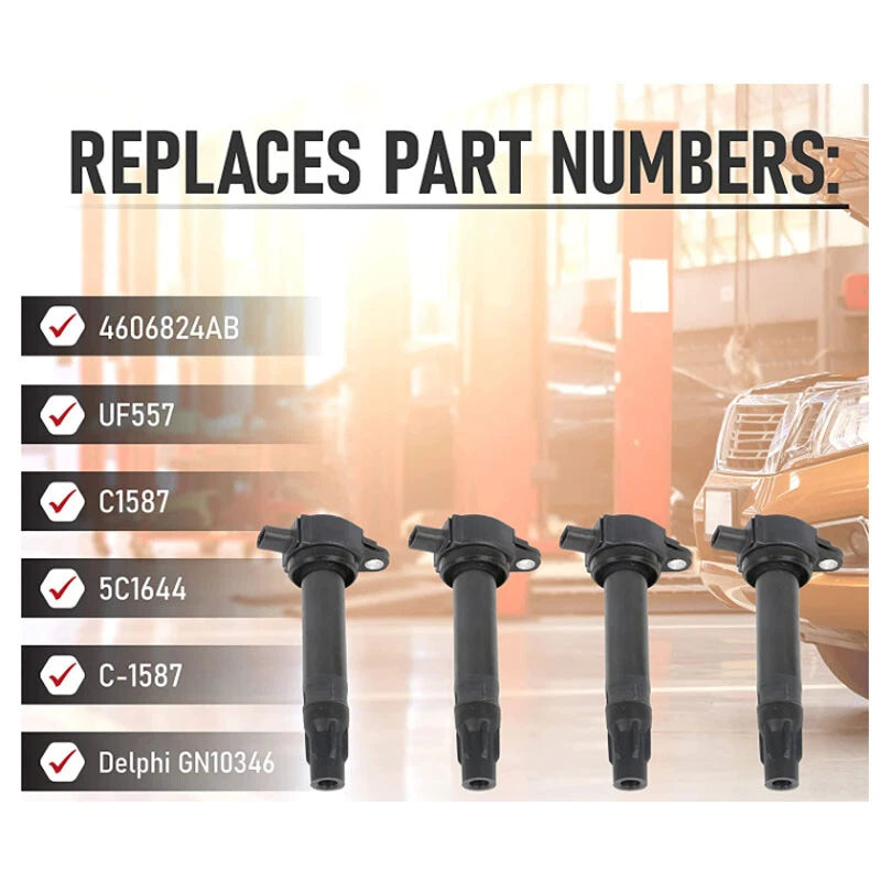 4X Ignition Coils + 4X Spark Plugs for Dodge Journey Jeep Compass (2009–2019) UF557