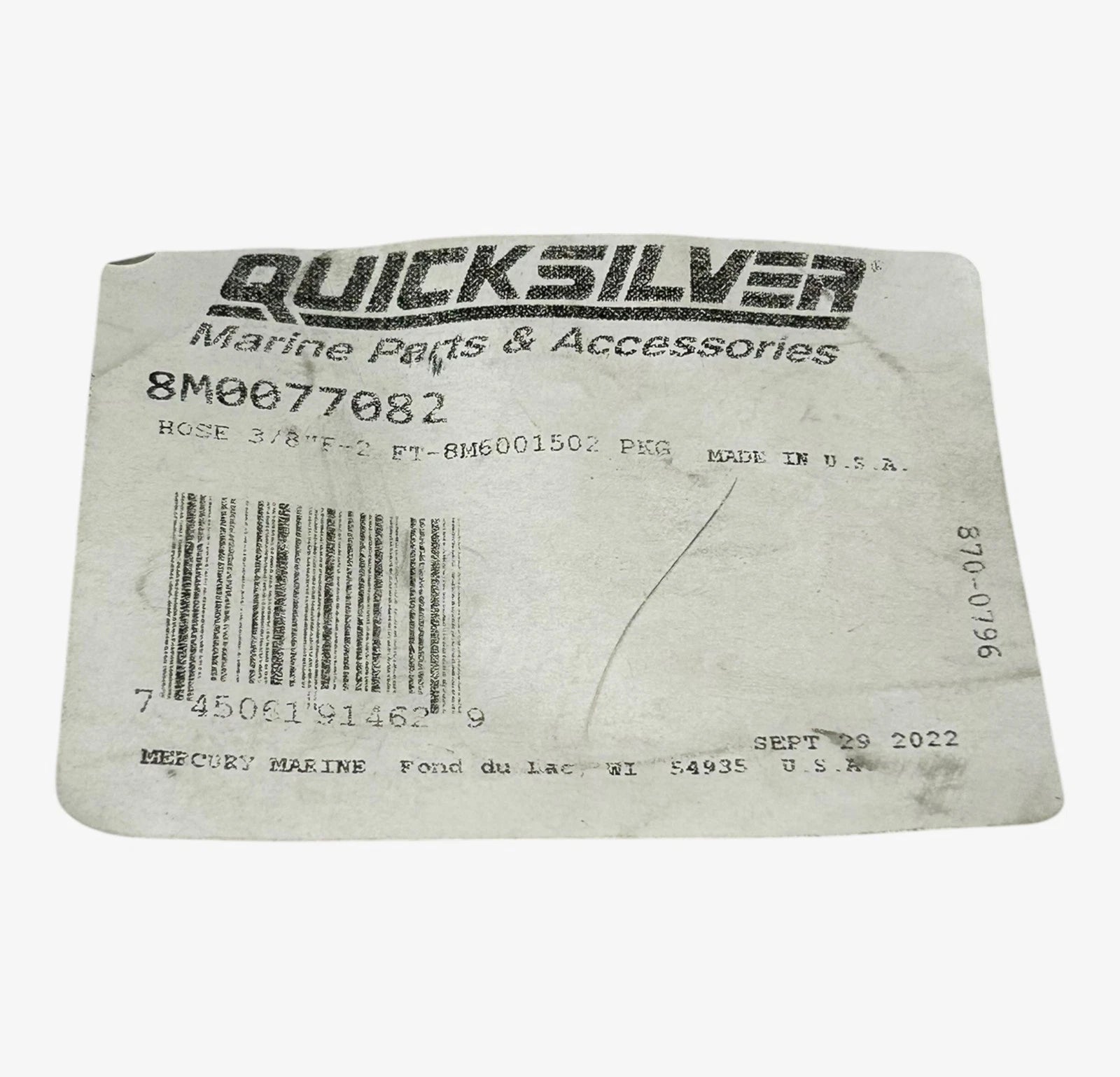 Power Steering Hose for Mercury Quicksilver 8M0077082 (2 FT)