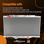 2 Row Aluminum Core Radiator for Acura RSX (2002–2006) 2412