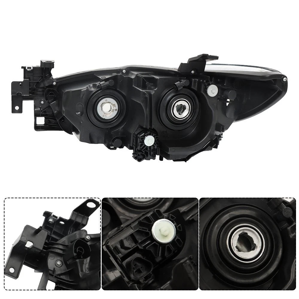 Headlight Assembly Halogen Black Clear for Mazda 6 (2014–2017) Right Side