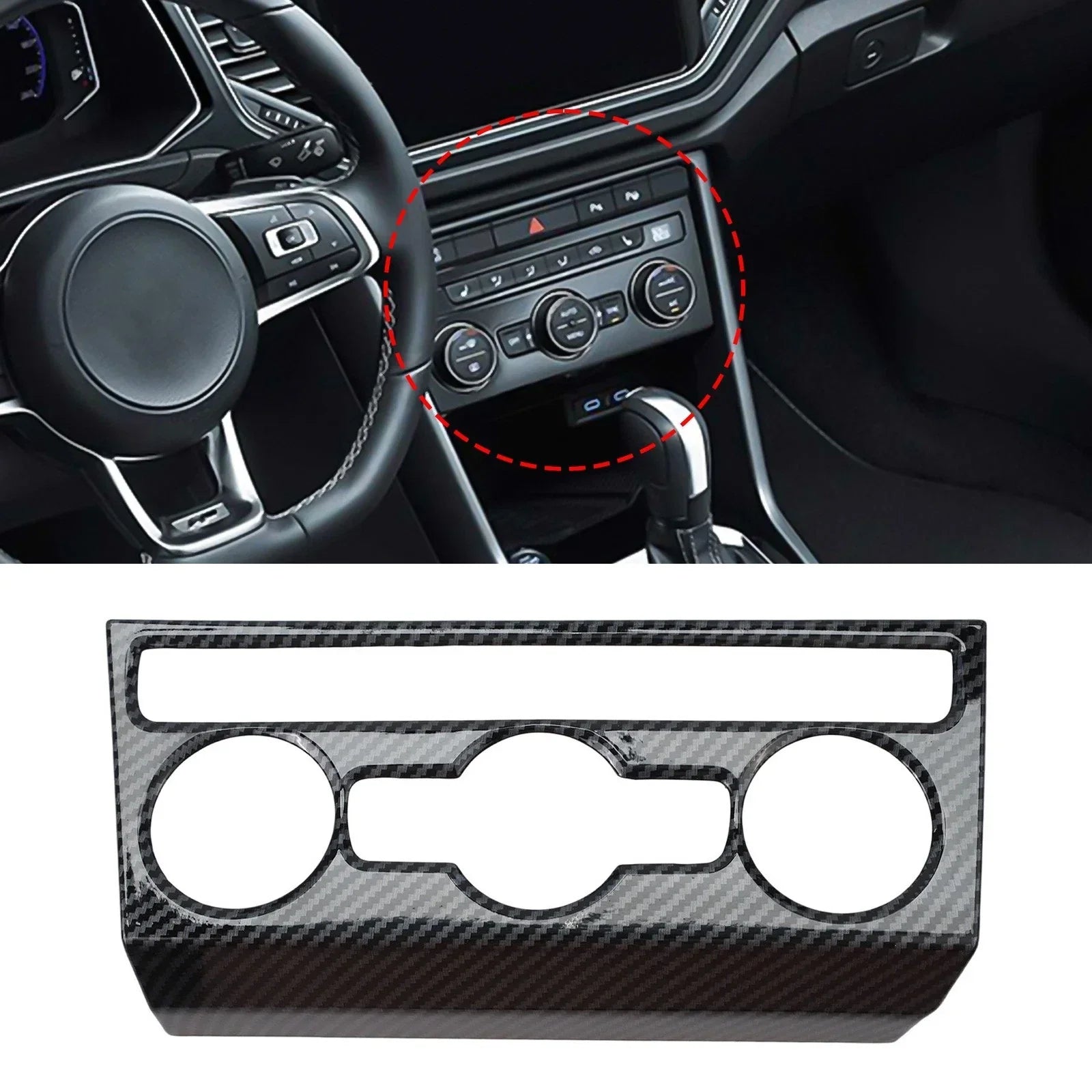 Air Conditioning Knob Trim Cover Black Carbon Fiber for T Roc (2018���2023)