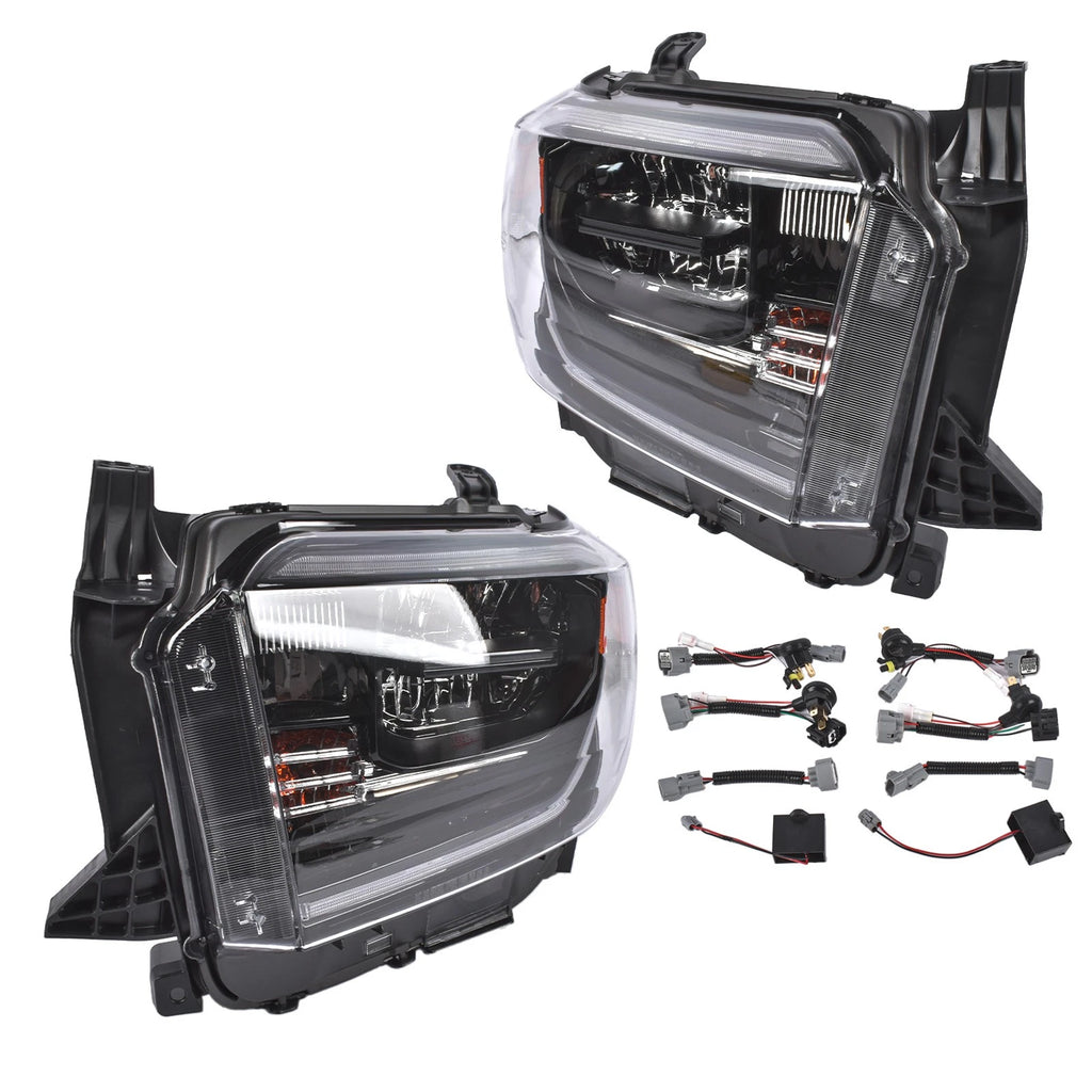 2X Black LED Headlights for Toyota Tundra TRD Sport & Pro (2018–2021)