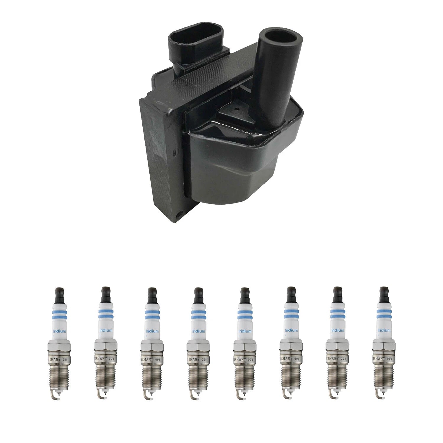 Set of 8 Hitachi Ignition Coils & Bosch Double Iridium Spark Plugs for C2500 P30 V8 (1996–2002)