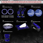 Fashion Blue Bling USA Flag Cup Coaster Interior Decor Kit for 2020-2023