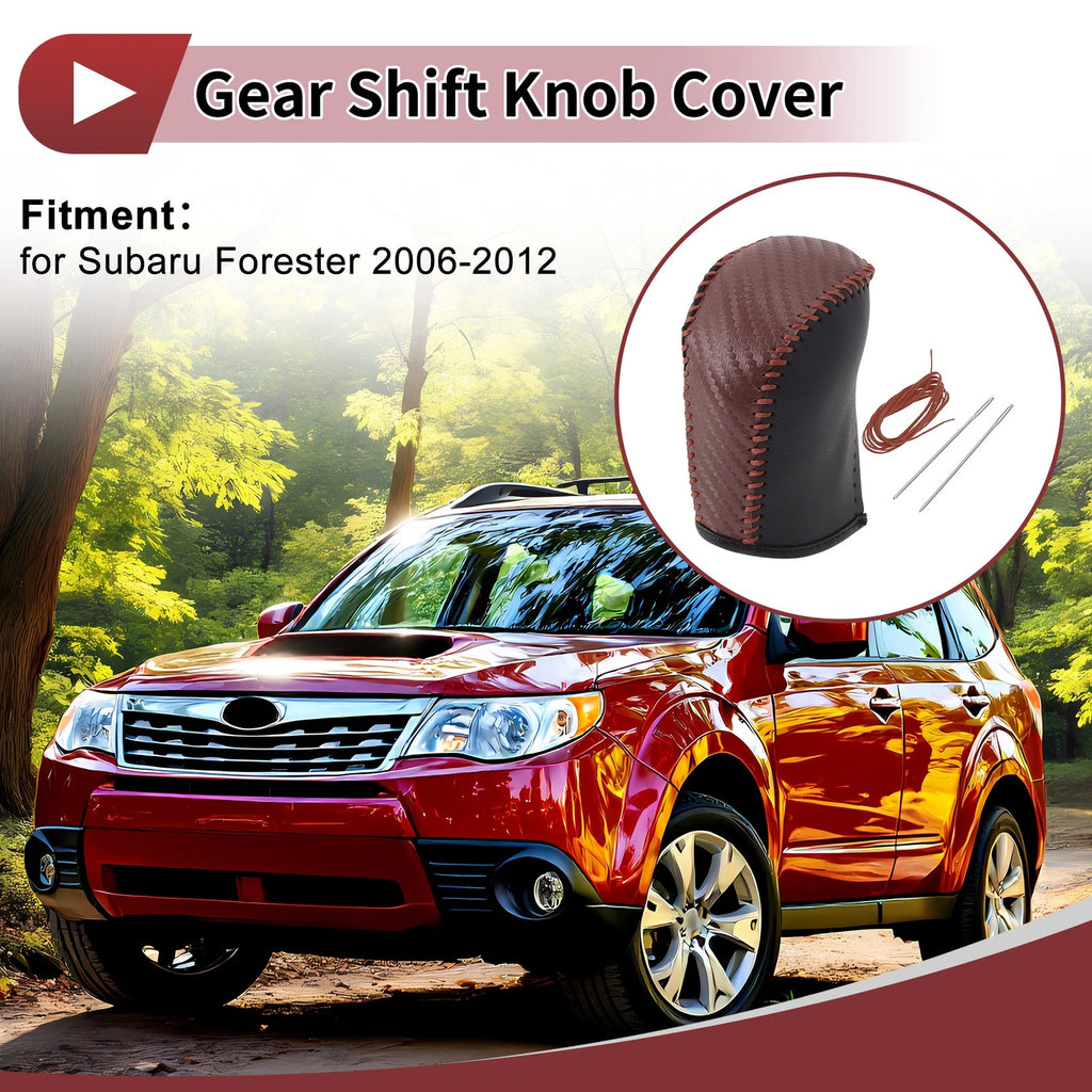 Gear Shift Knob Cover for Subaru Forester (2006–2012) Brown Faux Leather