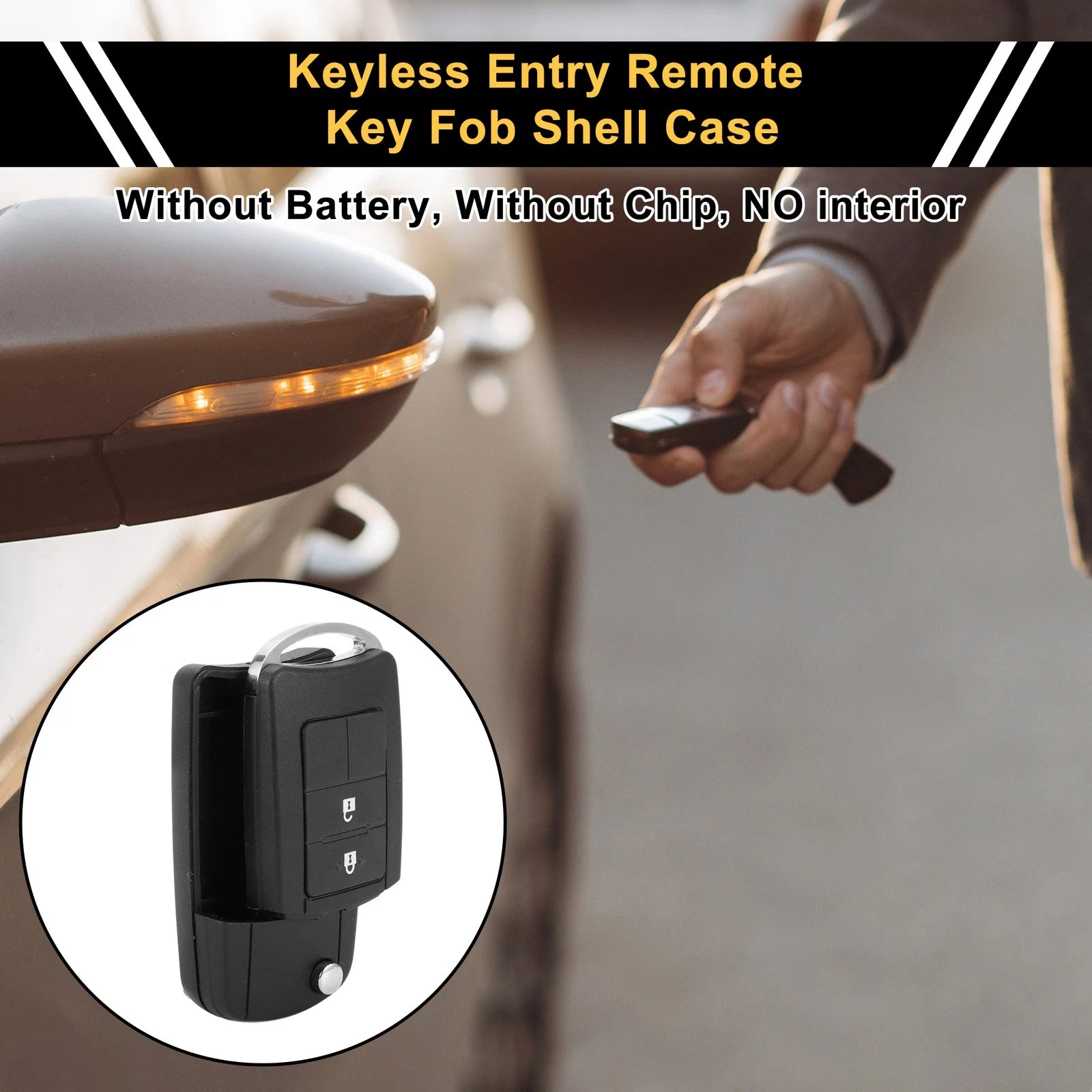 2 Button Key Fob Shell Case for Toyota RAV4 (2013–2015) Black
