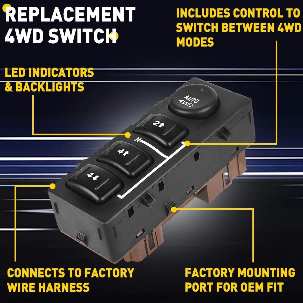 4WD Selector Switch for Chevrolet Tahoe, Yukon, Silverado, Sierra, Suburban (2000–2006)