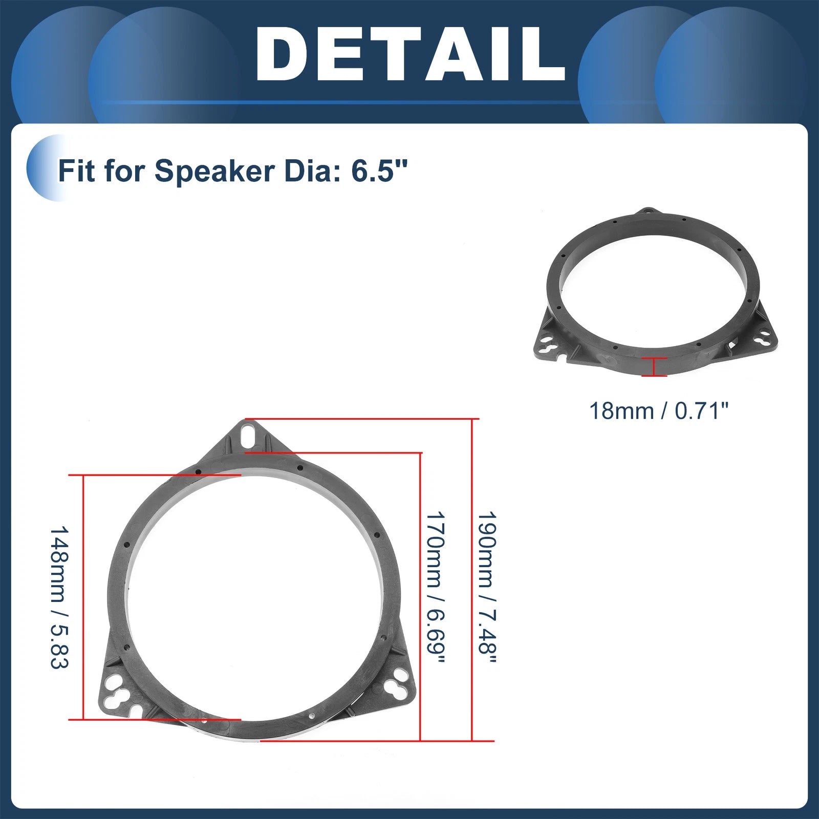 2X Speaker Spacer Ring Adaptor for Toyota 6.5" Tweeter 