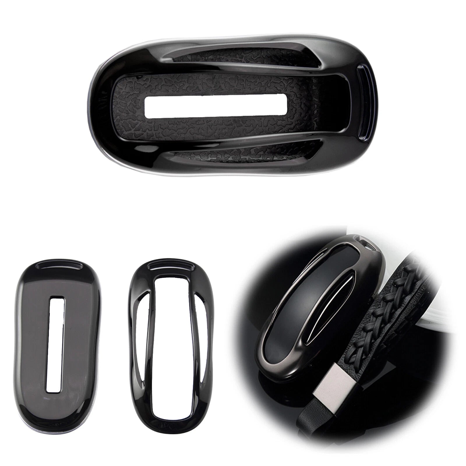 Black Hard ABS Key Fob Cover Panel Holder for Tesla Model X (2016-2021)