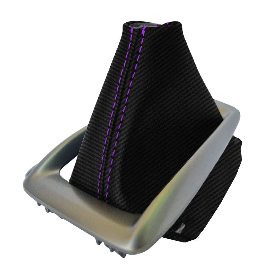 Automatic Shift Boot Cover for Mazda 3 (2014–2016) - Carbon Fiber, Purple Stitch