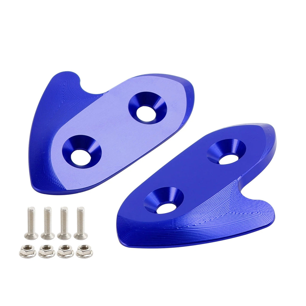 Set of 2 Aluminum Mirror Block Off Plates Hole Caps Blue for Yamaha YZF R1 R1M (2015–2019)