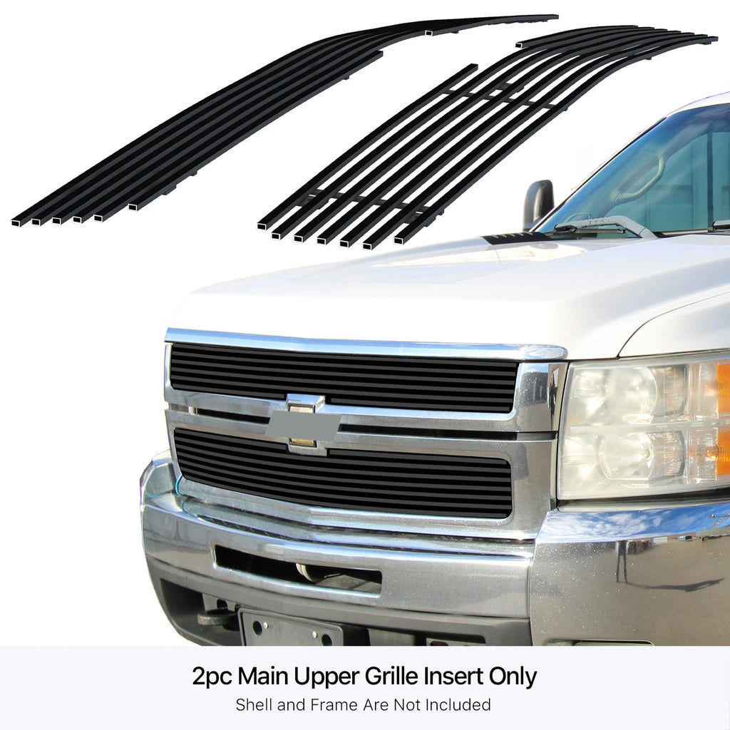 Upper Stainless Black Billet Grille Insert for Chevy Silverado 2500/3500 (2007-2010)
