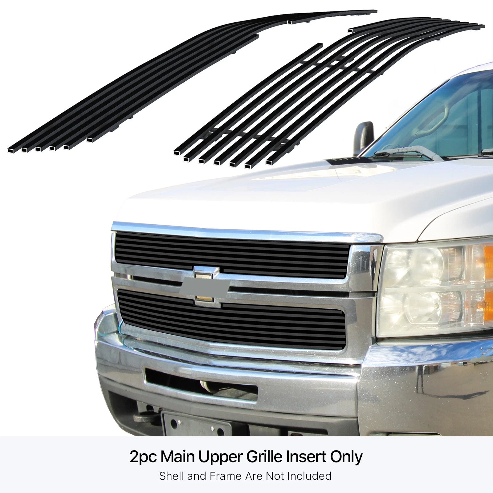 Upper Stainless Black Billet Grille Insert for Chevy Silverado 2500/3500 (2007-2010)