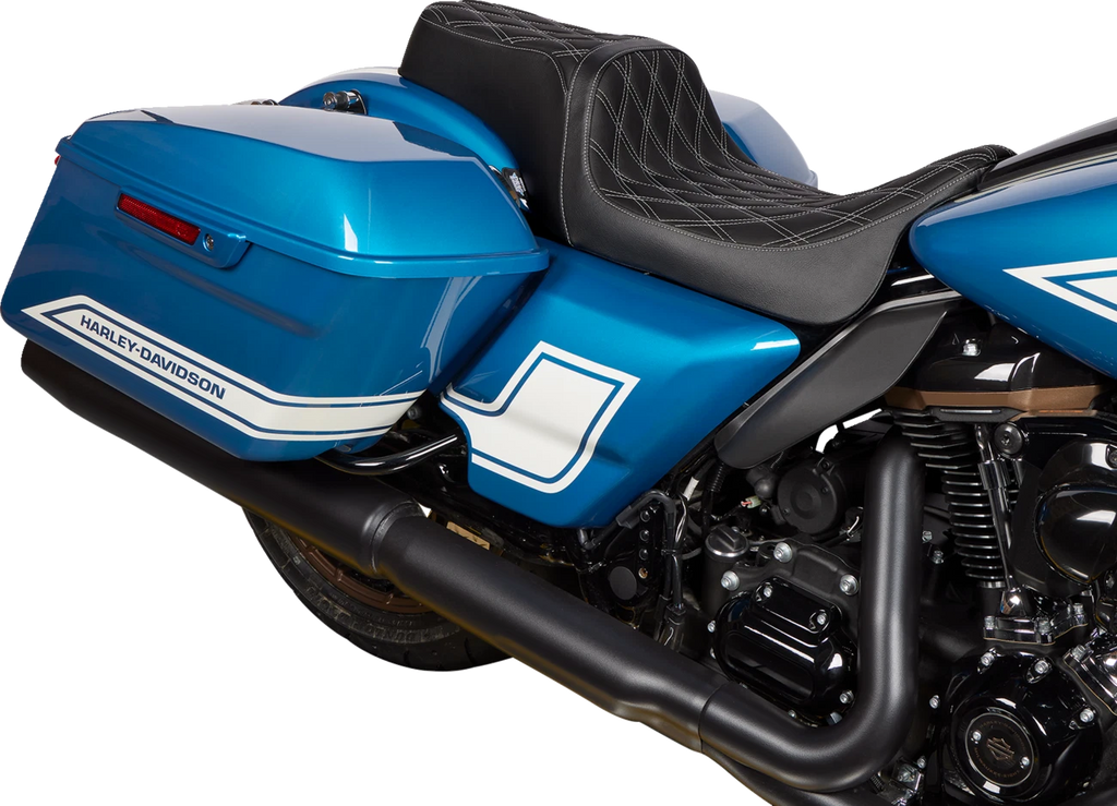 Predator 1Up Seat for Drag Specialties (Vinyl, Double Diamond Silver Stitch)