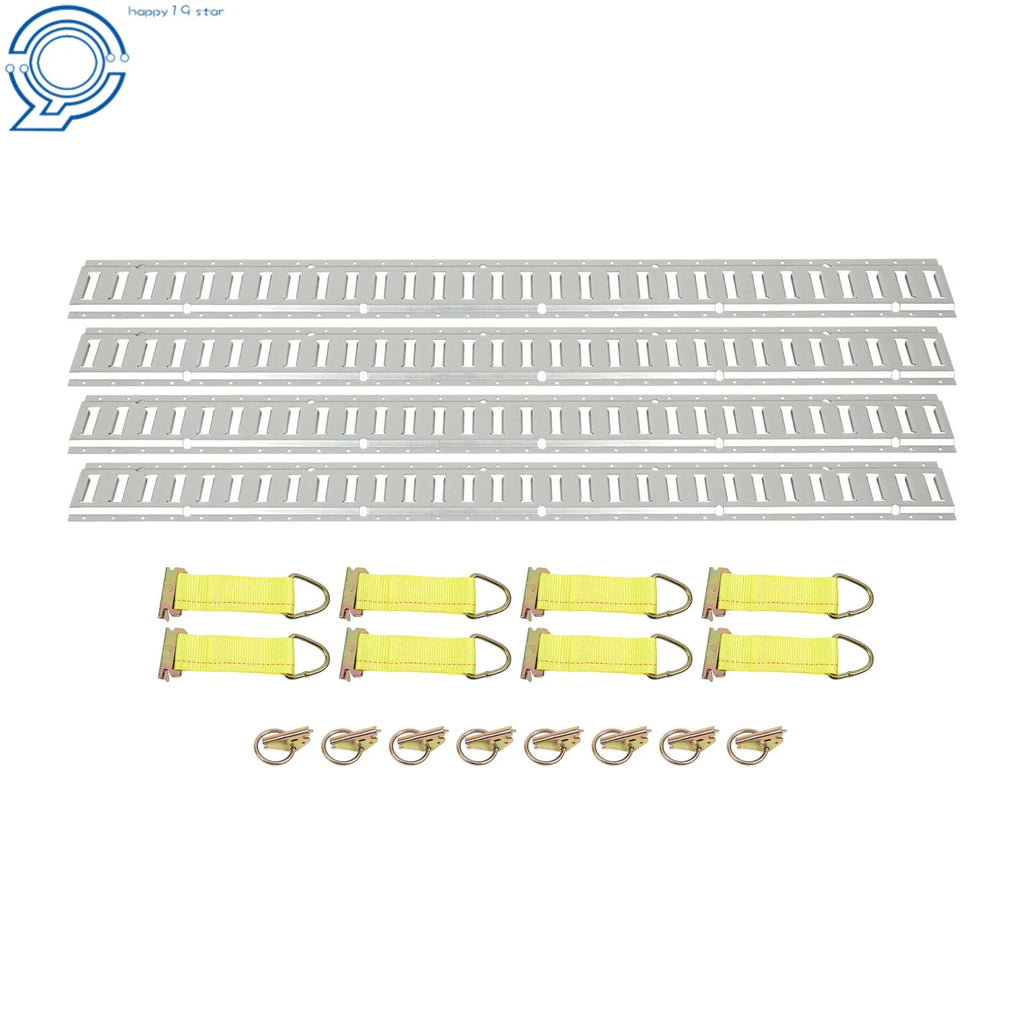 Set of 4 E Track Rails with 8 O Rings and 8 Rope Tie Offs