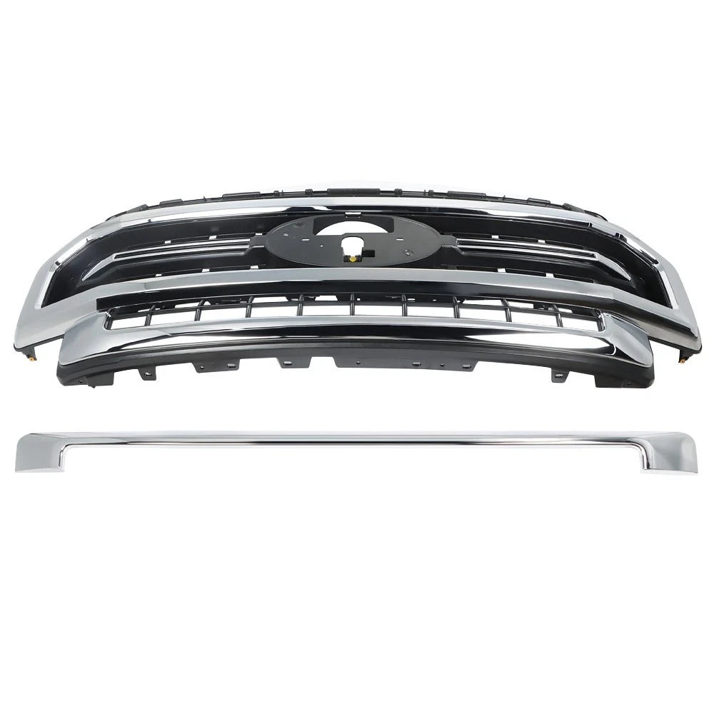 Front Upper Bumper Grille for Ford F-250 F-350 (2020–2022) Black Chrome