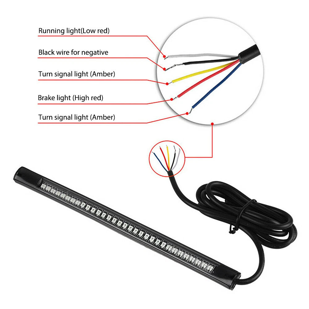 2 Flexible LED Brake Stop Turn Signal Lights for Motorcycle