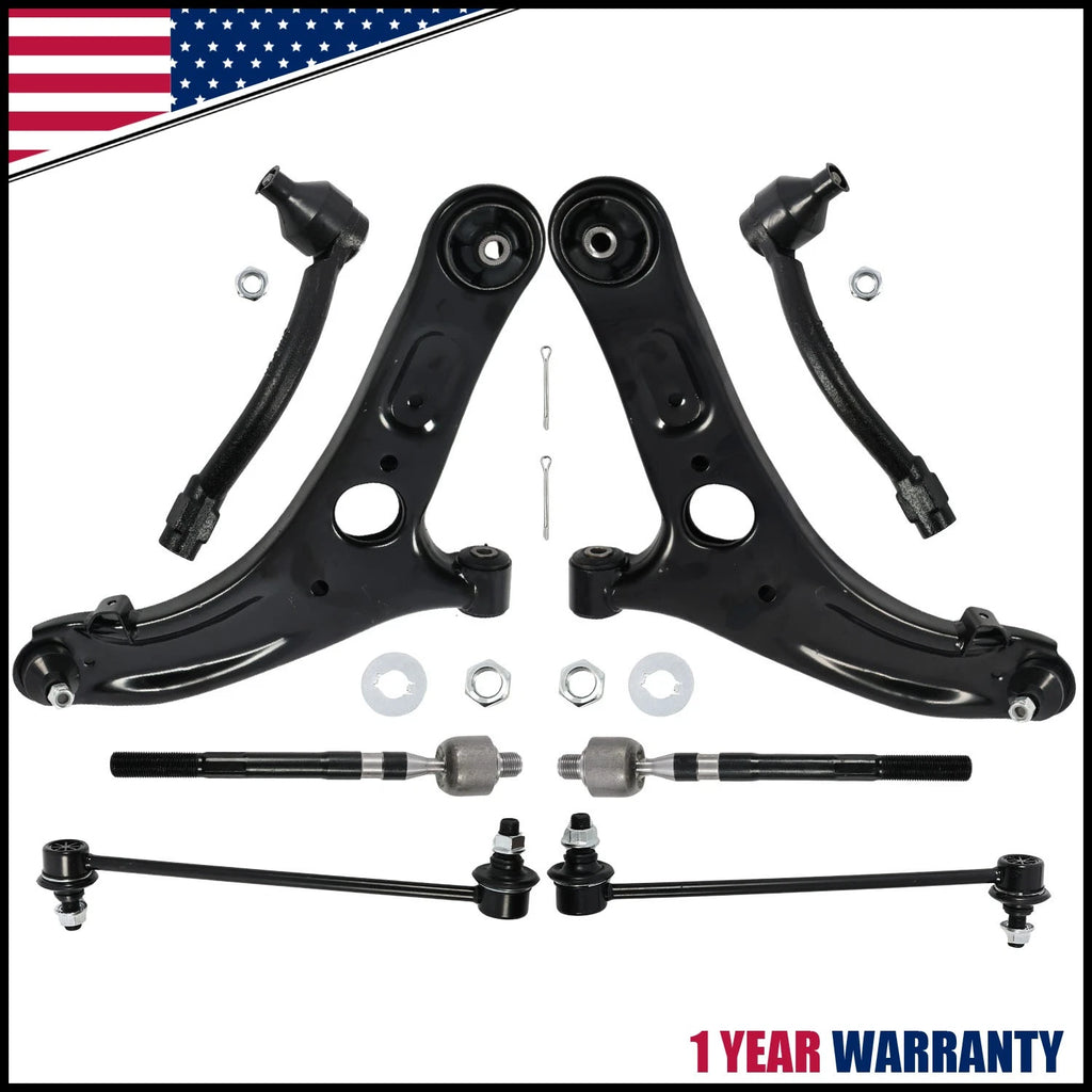 8Pcs Front Lower Control Arm Tie Rod End Sway Bar for Hyundai Elantra (2011–2016)