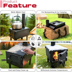 Outdoor Tent Wood Burning Stove with Chimney Pipe for Camping (Portable)