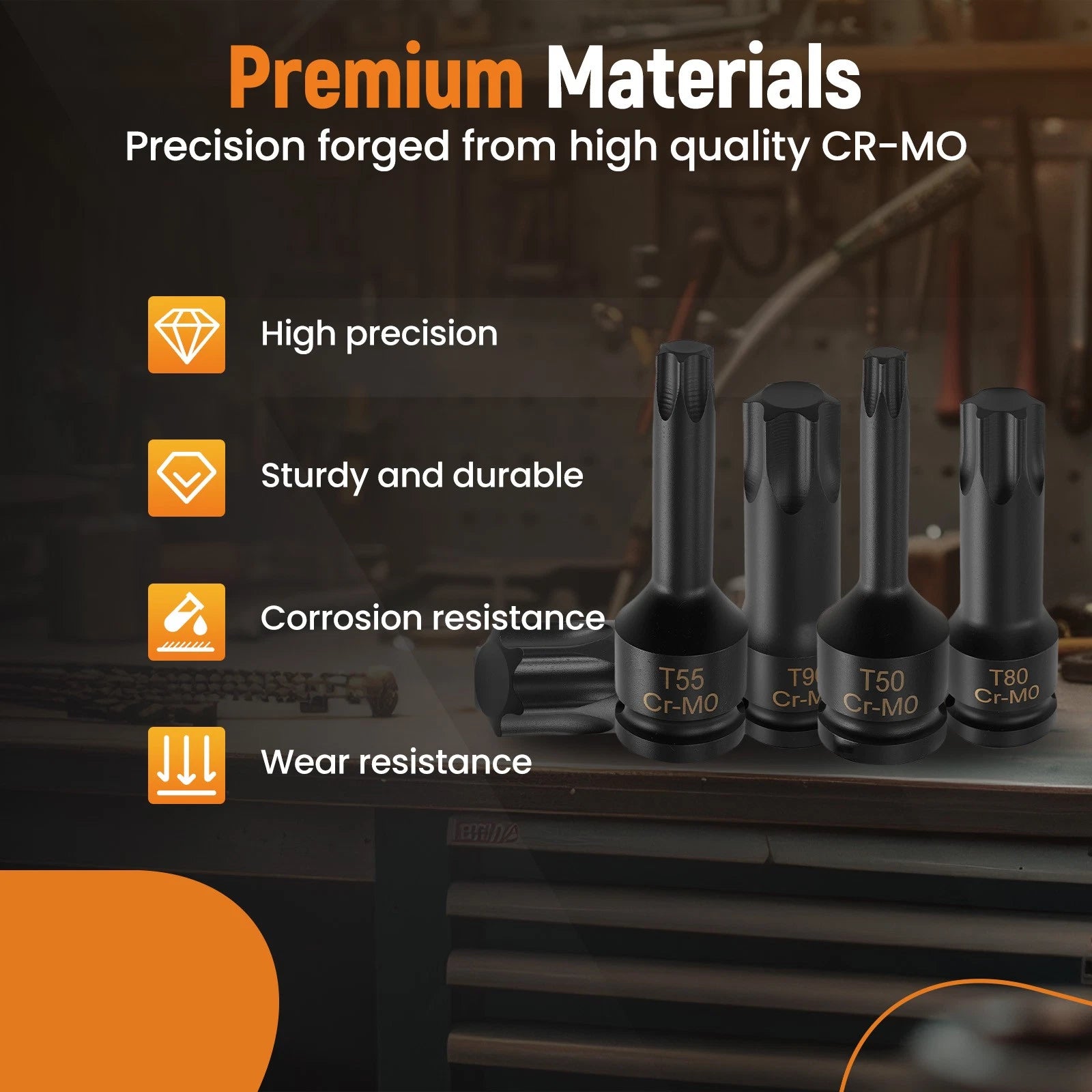 10PC Impact Star Bit Socket Set for 1/2" Drive (T30-T100)