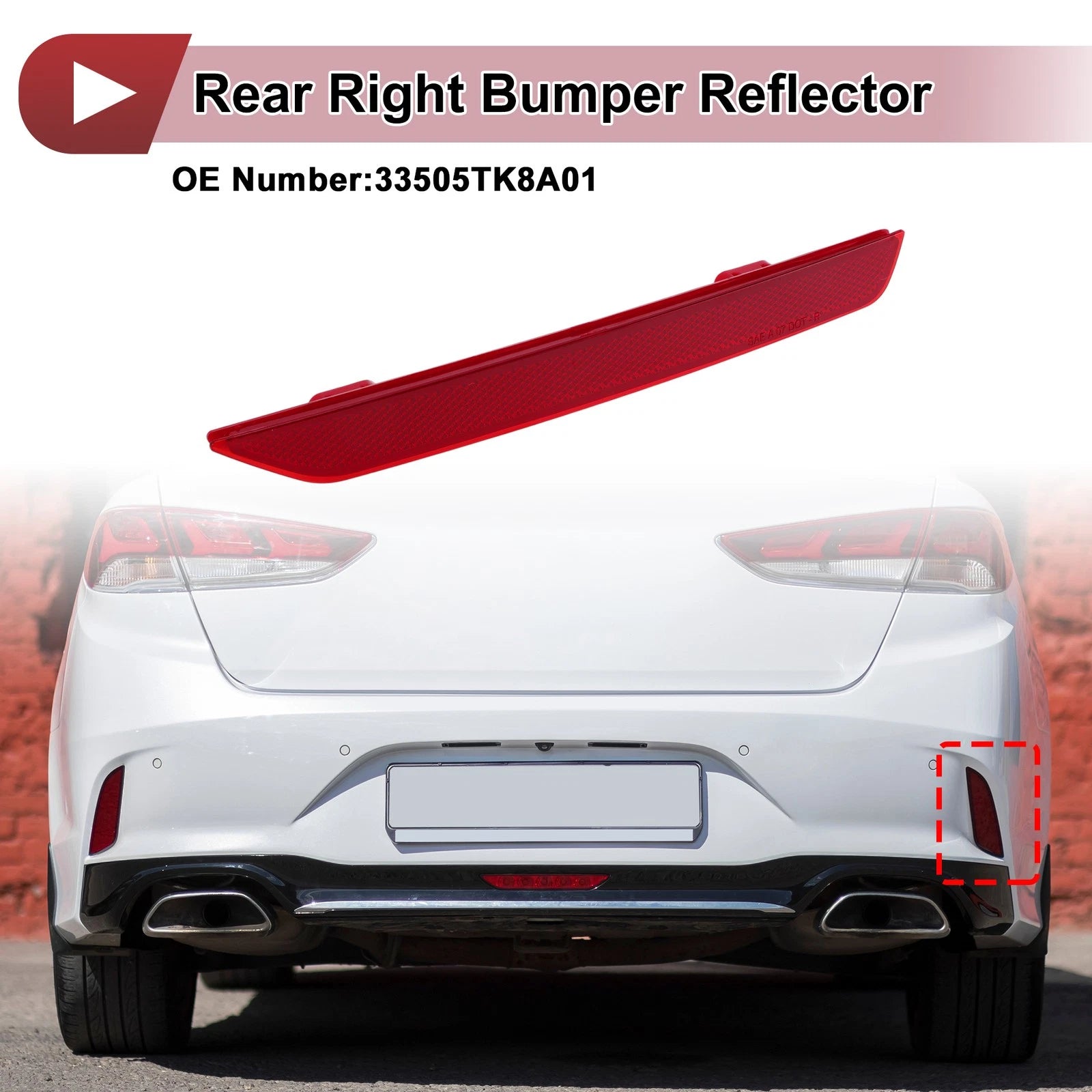 1 Pc Rear Right Bumper Reflector for Honda Odyssey (2011–2017) No. 33505TK8A01