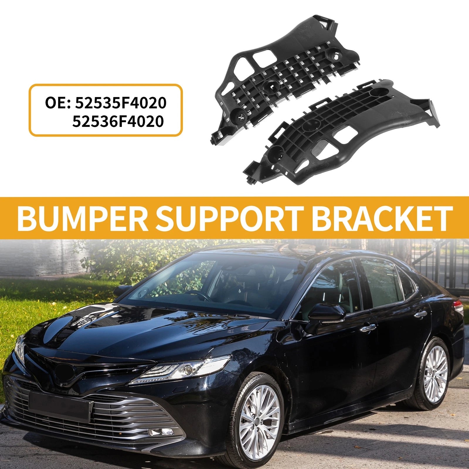 Set of 2 Front Bumper Support Brackets for Toyota C-HR (2018–2020) Black