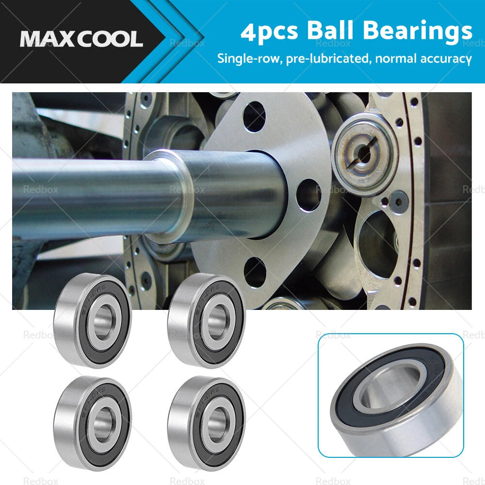 Set of 4 6202-16-2RS Ball Bearings for (16x35x11mm, Double Sealed, Chrome)