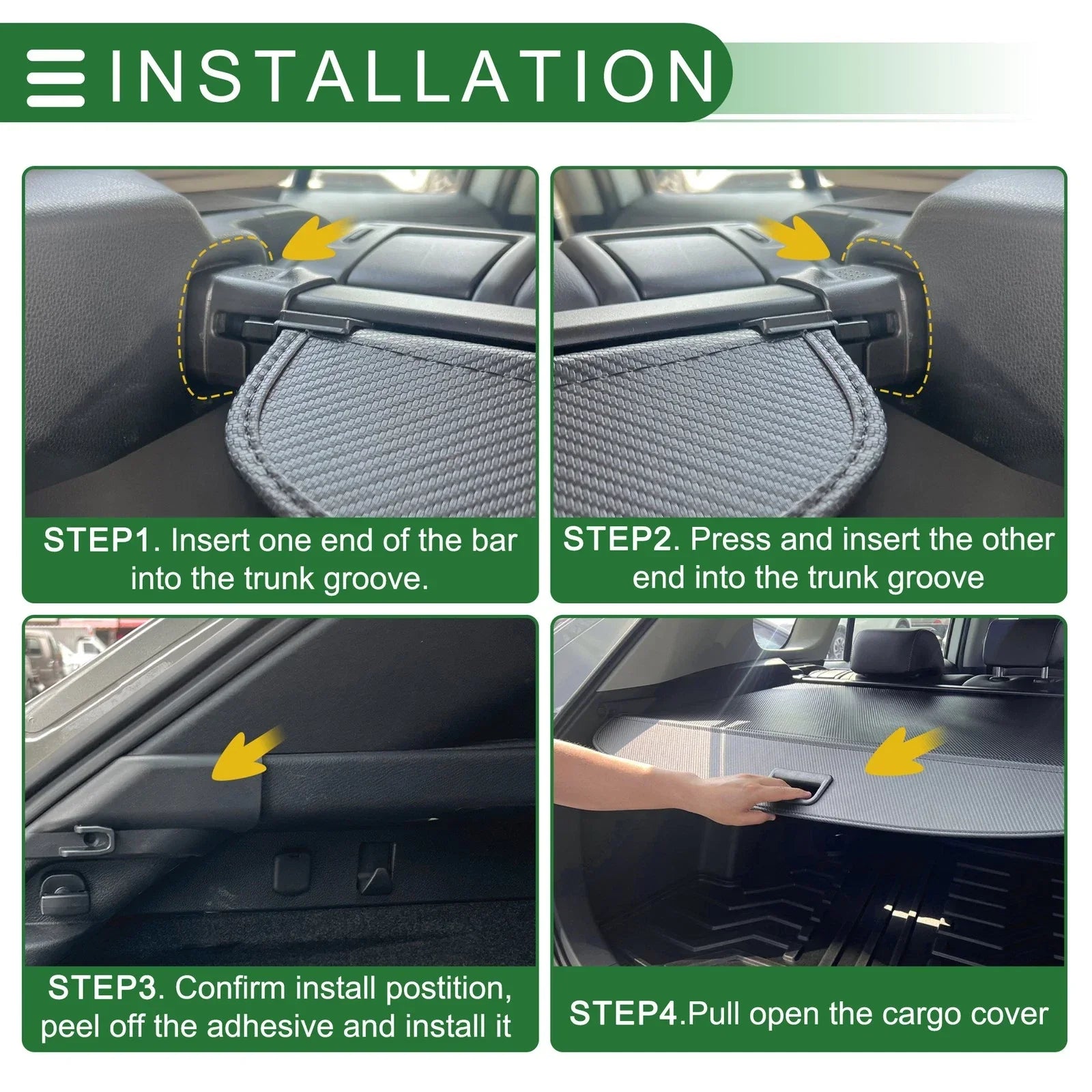 Trunk Retractable Cargo Cover for Honda Prologue 2024-2025 Gloss Black