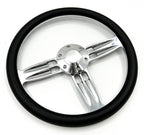 14 Inch Polished Black Steering Wheel with Plain Horn and Adapter for A01