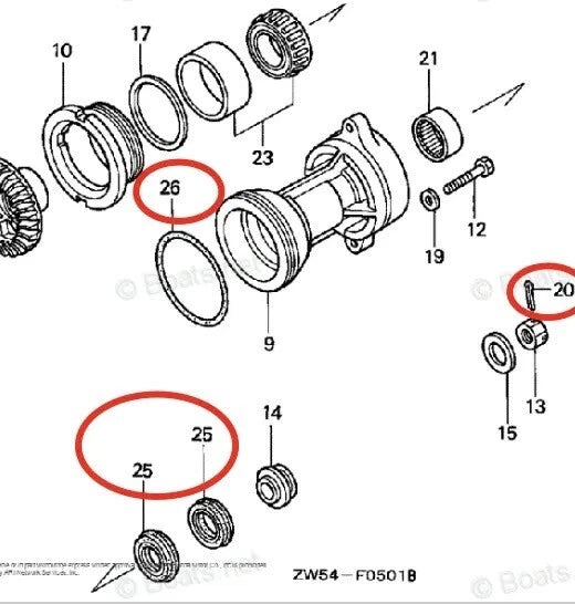 Lower Unit Seal Kit for Honda BF115A BF130A (91252-ZW1-B02 91351-ZW1-B02)