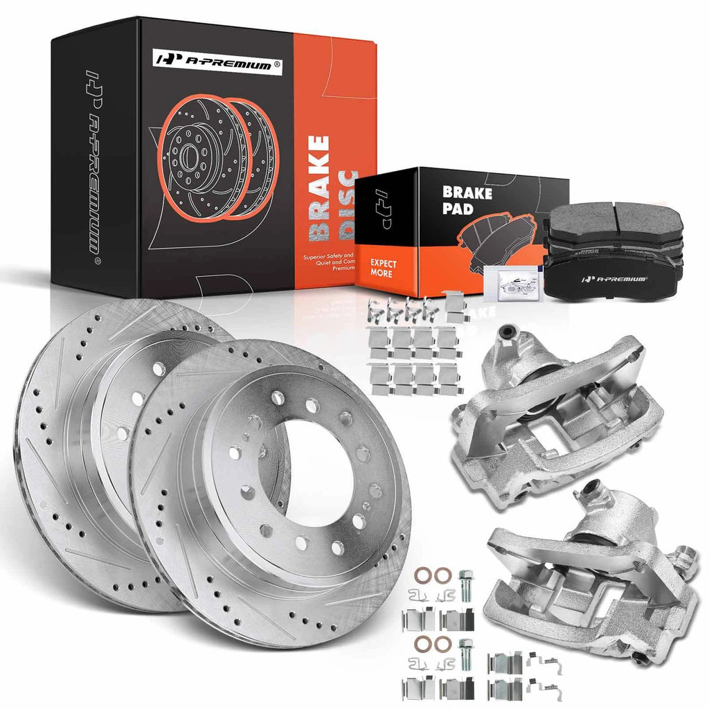 8x Rear Drilled Rotors, Pads & Calipers for Toyota 4Runner (2010â2024)