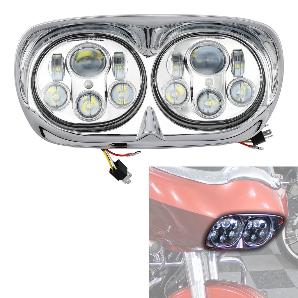 5-3/4" Dual LED Headlight Assembly for Harley Touring Road Glide (1998–2013)