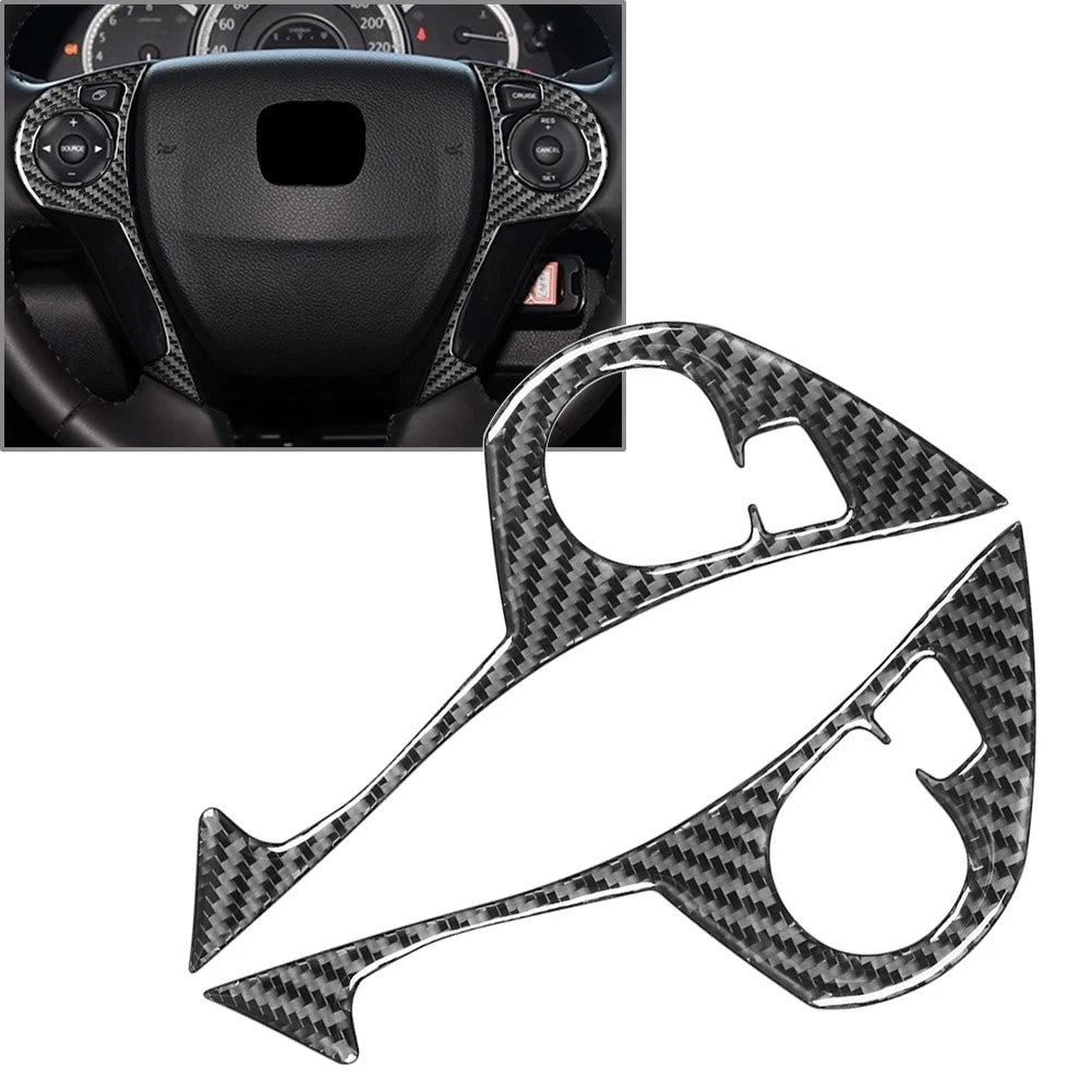 2X Carbon Fiber Steering Wheel Button Cover for Honda Accord (2013–2017)