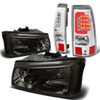 Smoked & Clear Corner Headlight + Chrome 3D LED Tail Light for Silverado (2003–2007)