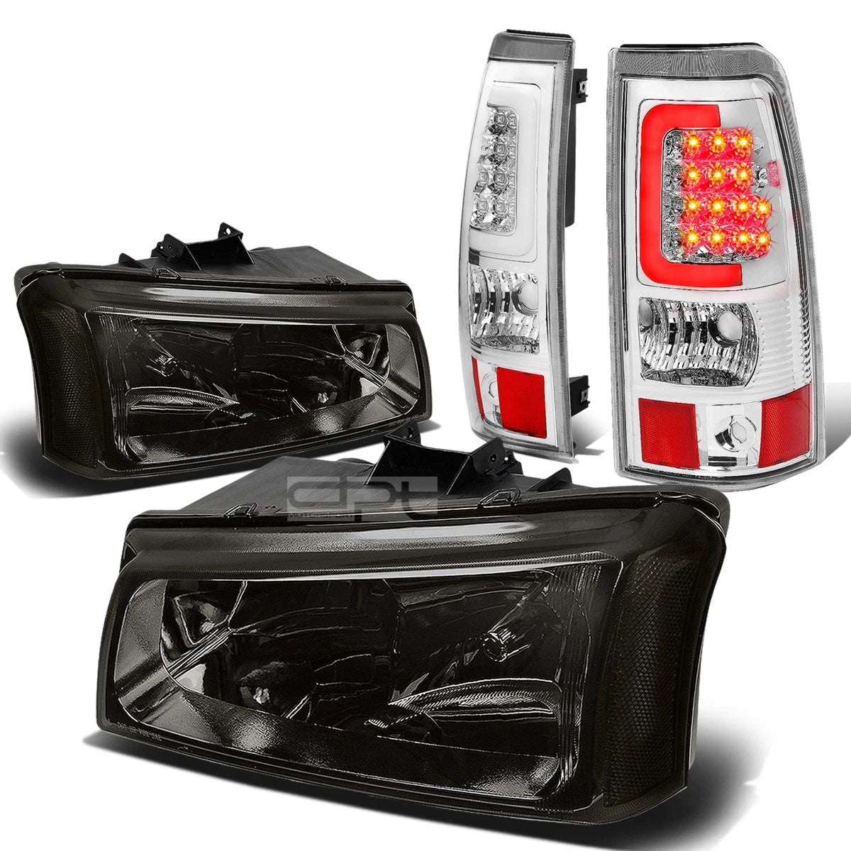 Smoked & Clear Corner Headlight + Chrome 3D LED Tail Light for Silverado (2003–2007)