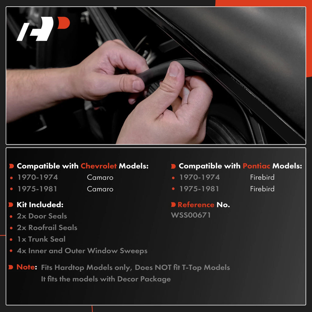 9x Weatherstrip Seal for Chevrolet Camaro