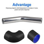 2.5" Universal Aluminum Turbo Intercooler Elbow Pipe Kit with Hose & Clamp