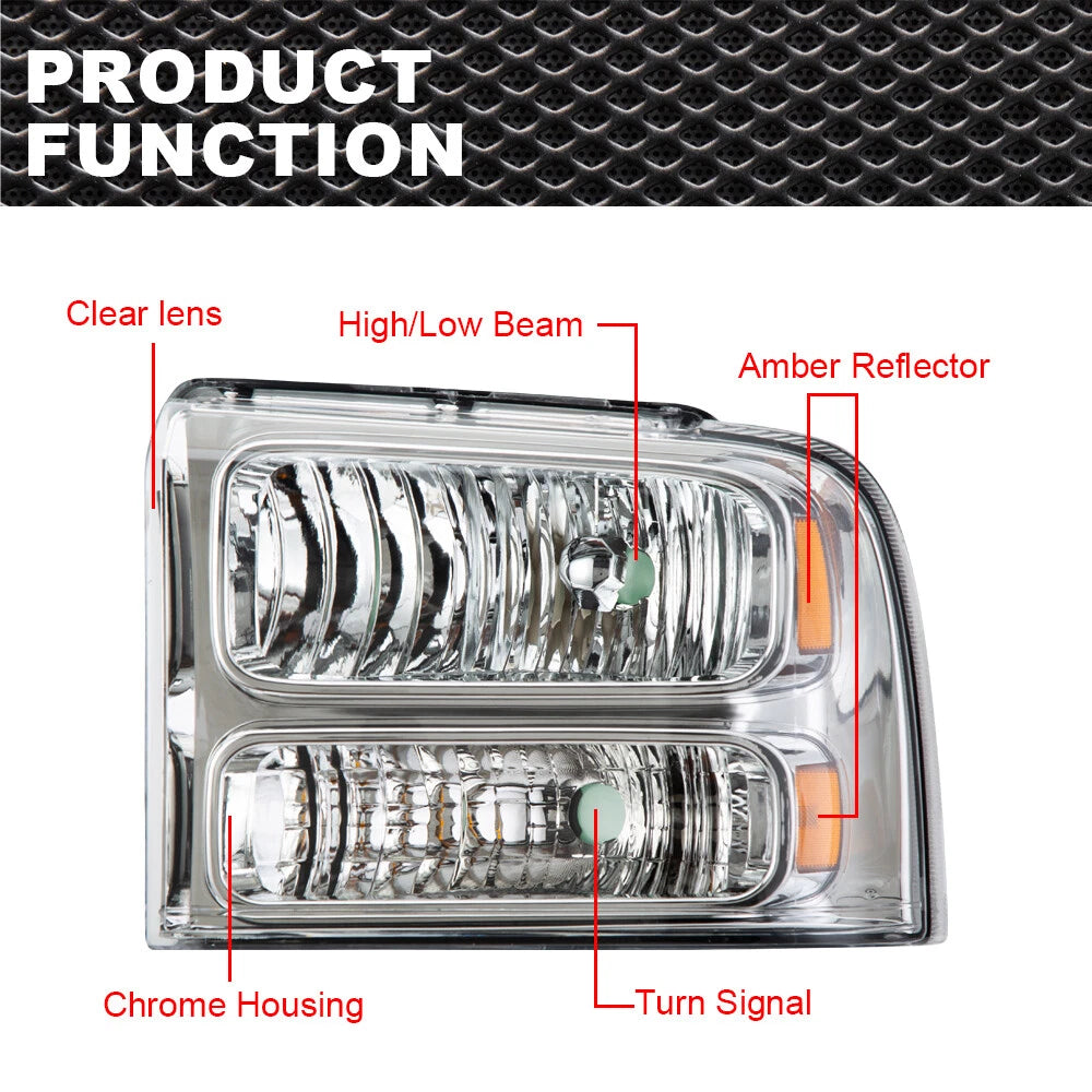 Headlights for Ford F250 F350 F450 F550 Super Duty (2005–2007)