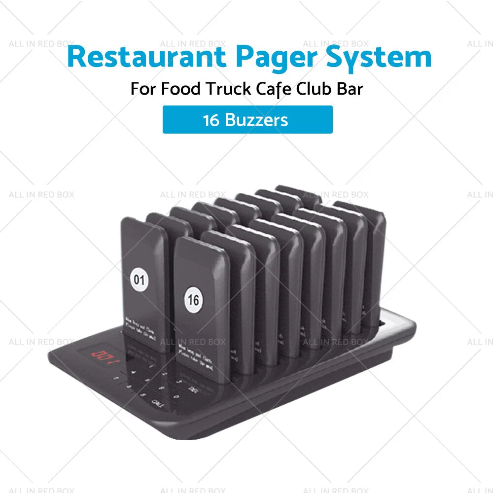 16 Buzzers Restaurant Pager System for Food Truck Cafe Club Bar