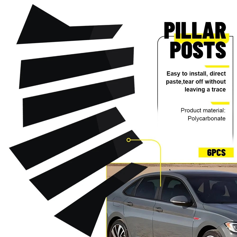 Set of 6 Gloss Black Pillar Posts Door Trim Covers for VW Jetta MK7 (2019–2021)
