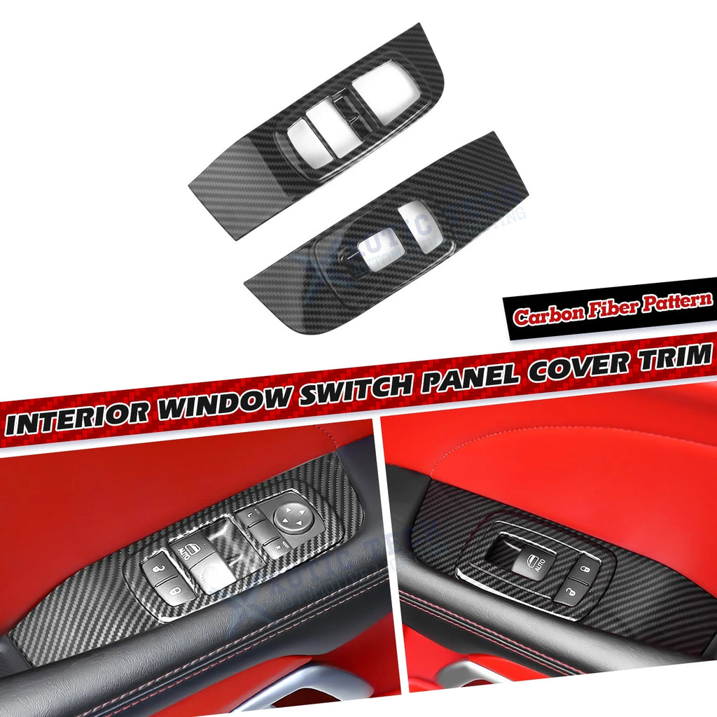 Carbon Fiber Look Door Window Lift Button Panel Trim for Dodge Challenger (2015–2023)