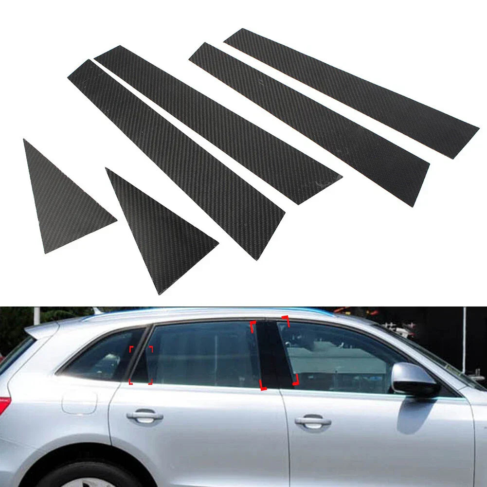 6 Pcs Car Exterior Door Window B Pillar Post Covers for Audi Q5 (2012-2017)