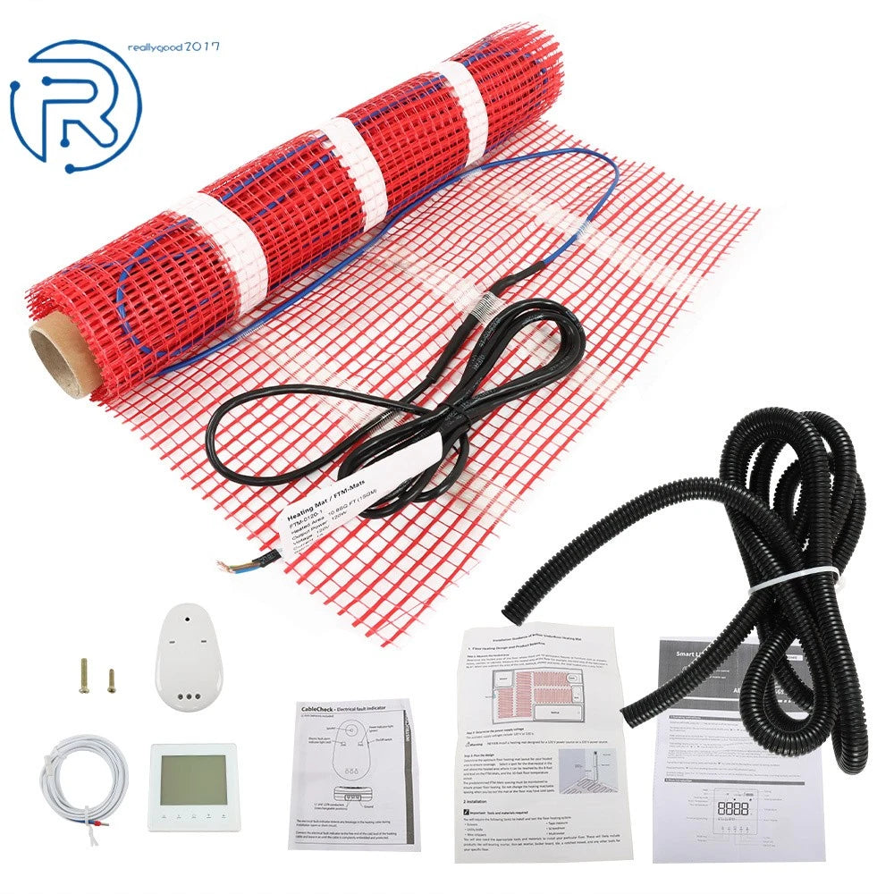 Electric Radiant In-Floor Heating Mat Kit for Home (10 Sqft)