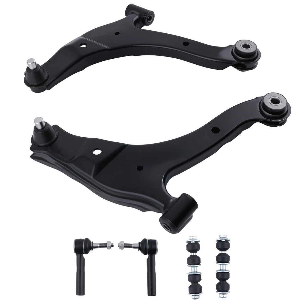 Set of 6 Front Lower Control Arms and Tie Rods for Chrysler PT Cruiser (2001–2010)