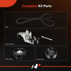 Set of 4 Serpentine Belt Drive Components for Ford E-350 E-450 (1992–2022)
