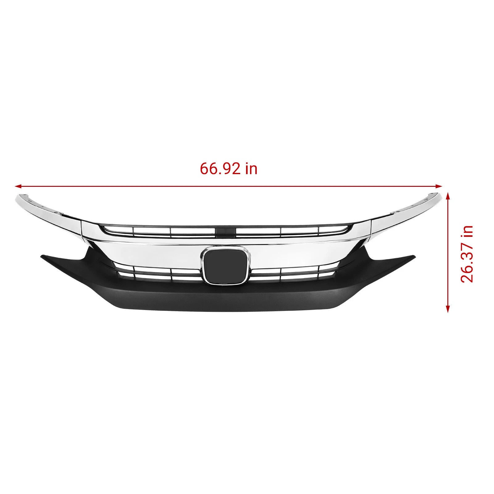 Front Upper Grille with Chrome Eyelid Molding for Honda Civic Sedan (2016–2018)