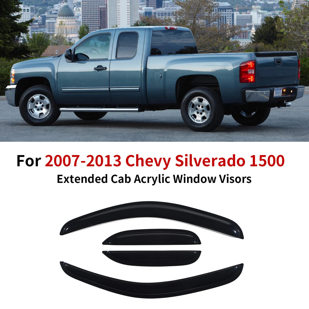 Set of 4 Acrylic Window Visors for Chevy Silverado GMC Sierra (2007–2013)