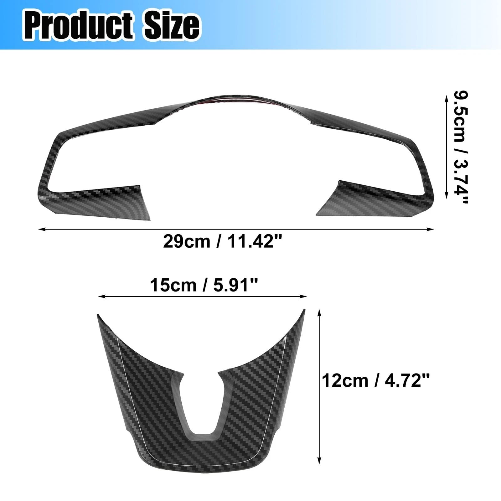 2pcs Carbon Fiber Steering Wheel Cover Trim for Kia 